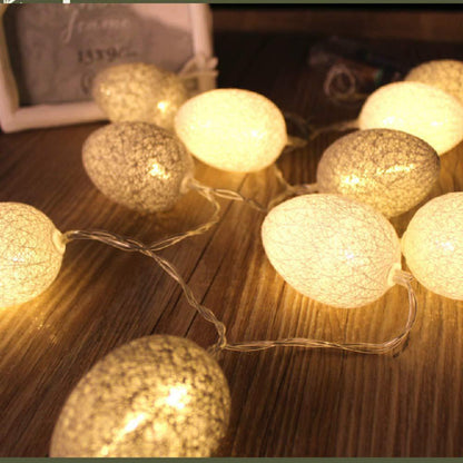 3M Easter Cotton Ball Egg String Lights (20 LED)  - Colorful Egg-Shaped Fairy Light Holiday Decor - Image 3