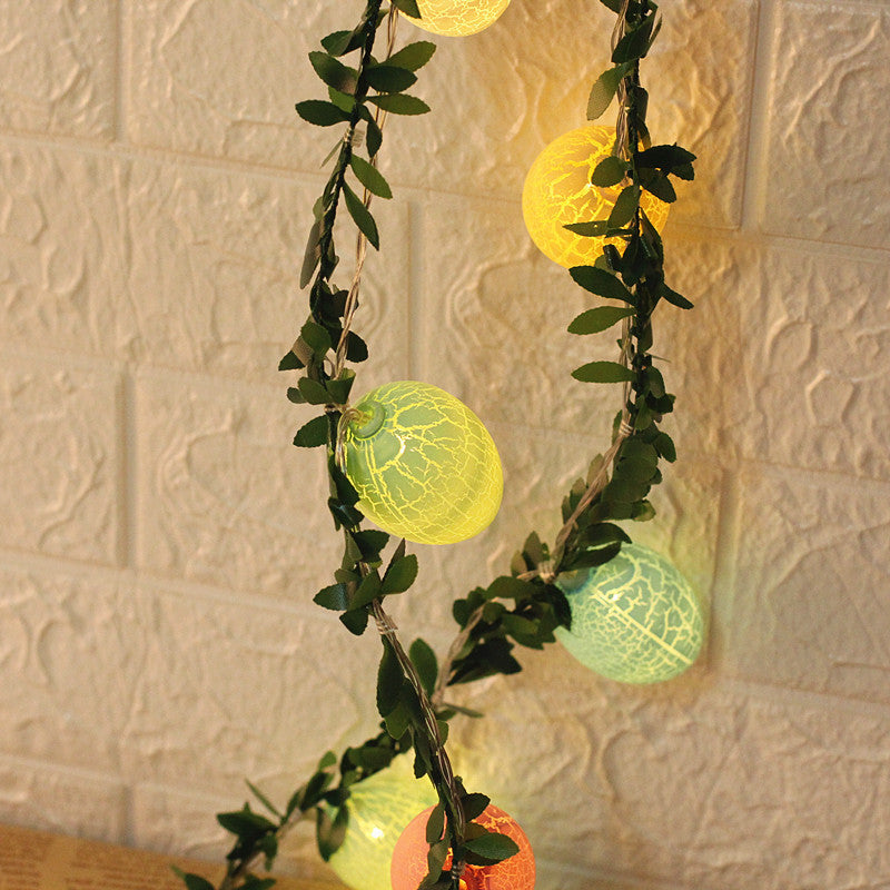 2M Easter Green Leaf & Pastel Egg String Lights (10-LED) - Artificial Vine Fairy Lights for Festival Indoor Decor - Image 2