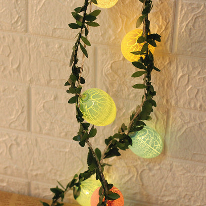 2M Easter Green Leaf & Pastel Egg String Lights (10-LED) - Artificial Vine Fairy Lights for Festival Indoor Decor - Image 2