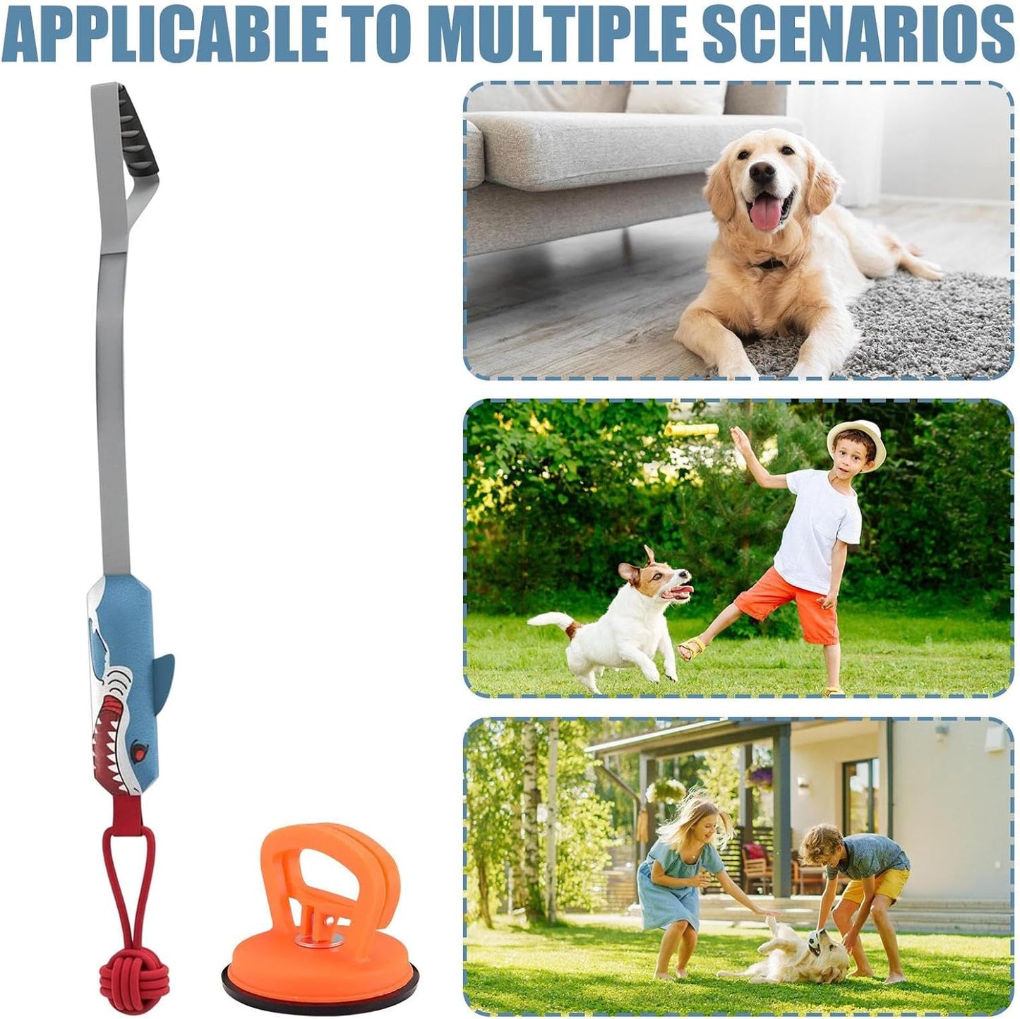 Shark-shaped Tug-of-War Dog Toy with Suction Cup & Chew Rope Knot - Interactive Squeaky Molar Toy for Puppies & Small Dogs - Image 4