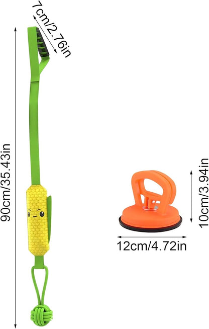 Corn-shaped Tug-of-War Dog Toy with Suction Cup & Chew Rope Knot - Interactive Squeaky Molar Toy for Puppies & Small Dogs - Image 2
