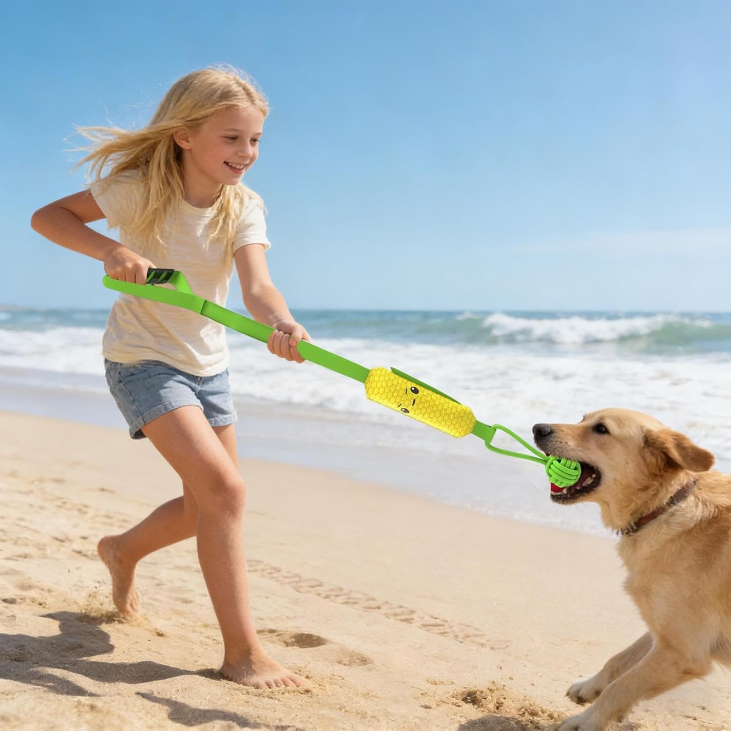 Corn-shaped Tug-of-War Dog Toy with Suction Cup & Chew Rope Knot - Interactive Squeaky Molar Toy for Puppies & Small Dogs - Image 4