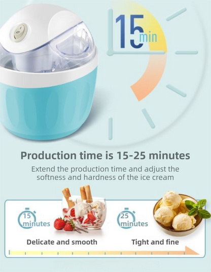 Blue 500ML Compact Electric Ice Cream Maker - Portable Quick Iced Drink Bucket & Soft Serve Machine with Rapid 15-Min Freezing - Image 2