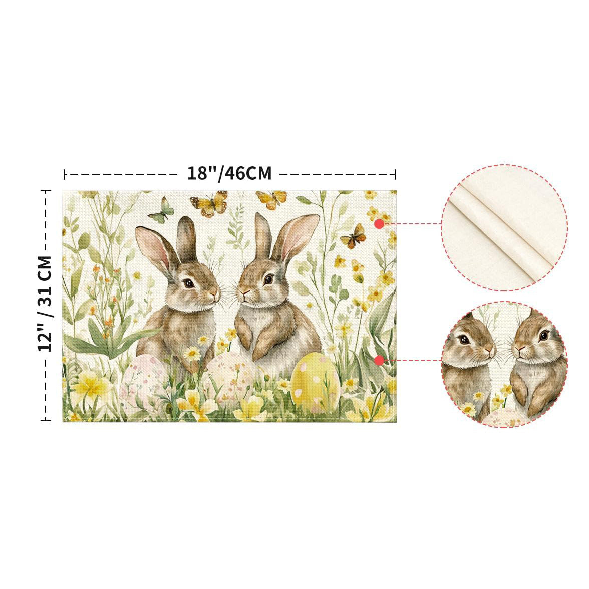 4-Pack Happy Easter Bunny & Egg Placemats - Festive Holiday Table Mats - Stain-Resistant Kitchen Decor for Spring Parties - Image 2