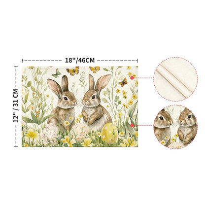 4-Pack Happy Easter Bunny & Egg Placemats - Festive Holiday Table Mats - Stain-Resistant Kitchen Decor for Spring Parties - Image 2