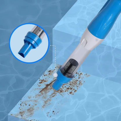 Blue and White Cordless Underwater Pool Vacuum with 3 Cleaning Heads & 164cm Extended Reach - Rechargeable Handheld Spa & Pond Cleaner  - Image 3
