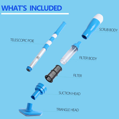 Blue and White Cordless Underwater Pool Vacuum with 3 Cleaning Heads & 164cm Extended Reach - Rechargeable Handheld Spa & Pond Cleaner  - Image 5