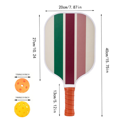 Colorful Stripes Professional Fiberglass Pickleball Paddle Set - Lightweight Sports Equipment with Carry Bag & 2 Balls & Paddle - Image 2