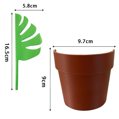 2 Set Mirror-Mount Half-Leaf Monstera Bathroom Organizer (Vase + 3 Leaves) - Decorative Home Vanity Set - Image 4