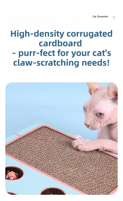 3-in-1 Whack-A-Mole Cat Toy & Scratching Lounge - Spring Swivel Toy, Interactive Puzzle Box and Multi-Functional Cat Scratcher - Image 2