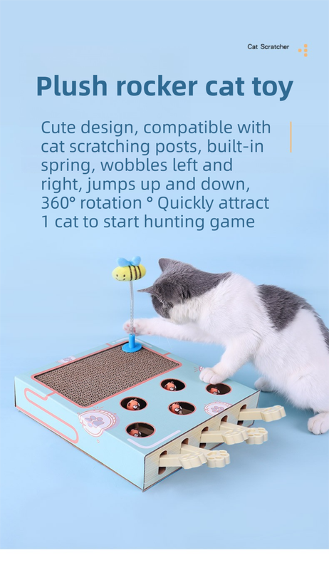 Whack-A-Mole Cat Toy (Plush Mole & 5 Hole) - Interactive Puzzle Box - Image 4