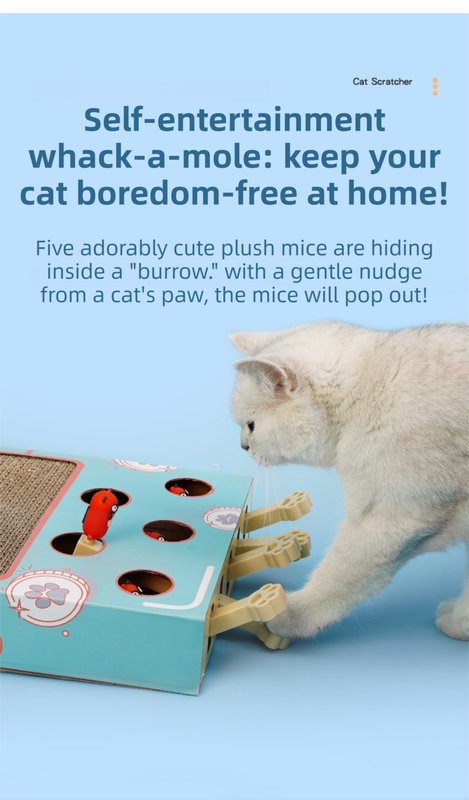 Whack-A-Mole Cat Toy (Figurine Mole & 5 Hole) - Interactive Puzzle Box - Image 3