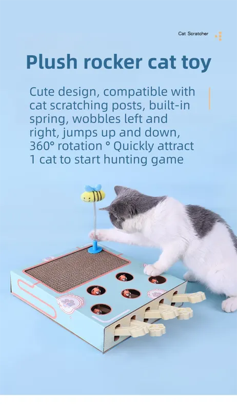 Whack-A-Mole Cat Toy (Figurine Mole & 5 Hole) - Interactive Puzzle Box - Image 4