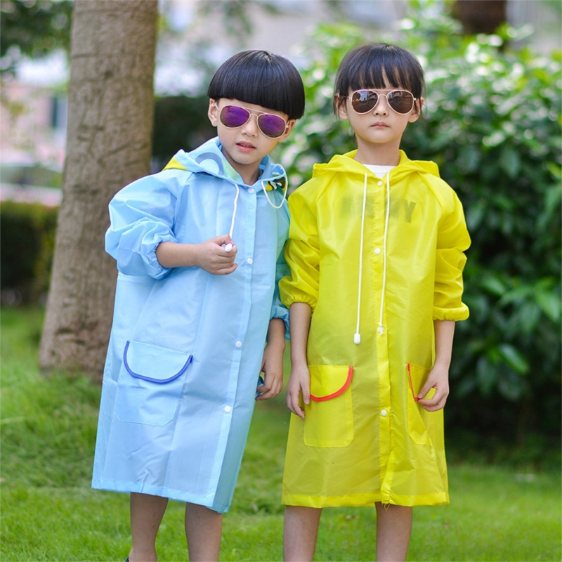 Blue Car Kids Cartoon Animal Raincoat - Waterproof Hooded Rain Poncho for Toddlers & Students (90-130CM Height) - Image 2