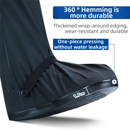 A Pair 40CM High-Tube Double-Layer Waterproof Rain Boot Covers - Durable Anti-Slip Reflective Motorcycle Over-Shoes (S Size) - Image 4