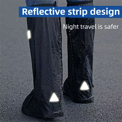 A Pair 40CM High-Tube Double-Layer Waterproof Rain Boot Covers - Durable Anti-Slip Reflective Motorcycle Over-Shoes (S Size) - Image 6