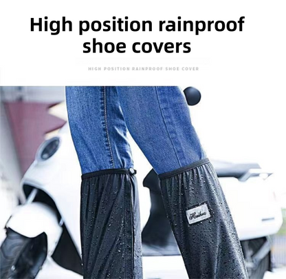 A Pair 40CM High-Tube Double-Layer Waterproof Rain Boot Covers - Durable Anti-Slip Reflective Motorcycle Over-Shoes (M Size) - Image 2