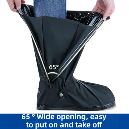 A Pair 40CM High-Tube Double-Layer Waterproof Rain Boot Covers - Durable Anti-Slip Reflective Motorcycle Over-Shoes (M Size) - Image 3