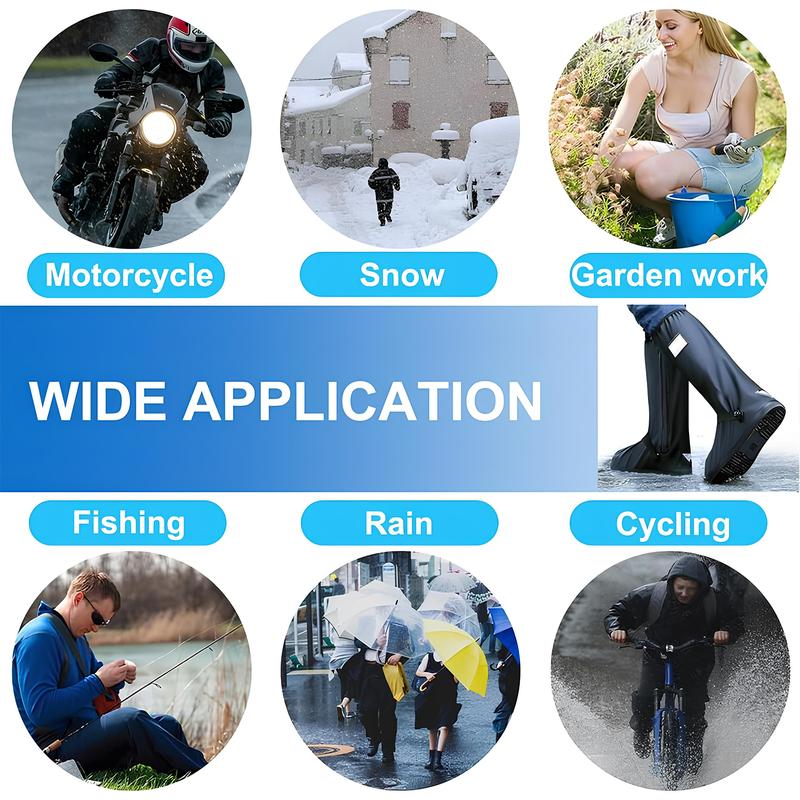 A Pair 40CM High-Tube Double-Layer Waterproof Rain Boot Covers - Durable Anti-Slip Reflective Motorcycle Over-Shoes (M Size) - Image 7