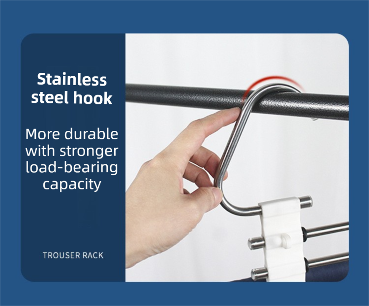 Ultimate Closet Space-Saver Set: 9-Tier Sliver Stainless Steel Retractable Pants Rack & 10-Pack Multi-Port Magic Hangers - Image 8