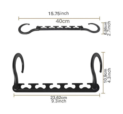 5-Tier Black Stainless Steel Pants Rack and 10-Pack Magic Cascading Hangers Set - Space-Saving Closet Organizer Kit - Image 3