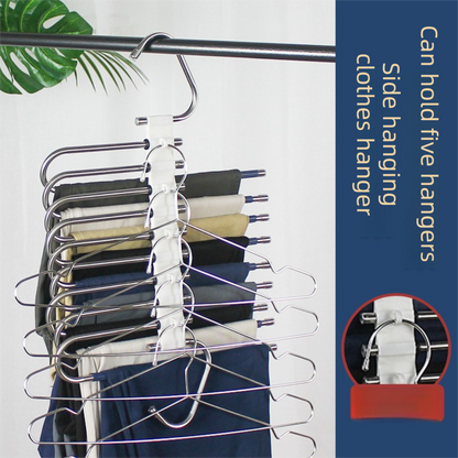 Ultimate Closet Space-Saver Set: 9-Tier Black Stainless Steel Retractable Pants Rack & 10-Pack Multi-Port Magic Hangers - Image 5