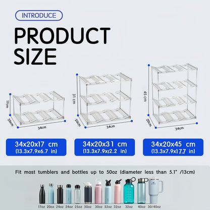 2-Tier Stackable Transparent Cup & Wine Organizer - Detachable Tumbler & Bottle Desktop Rack - Image 3
