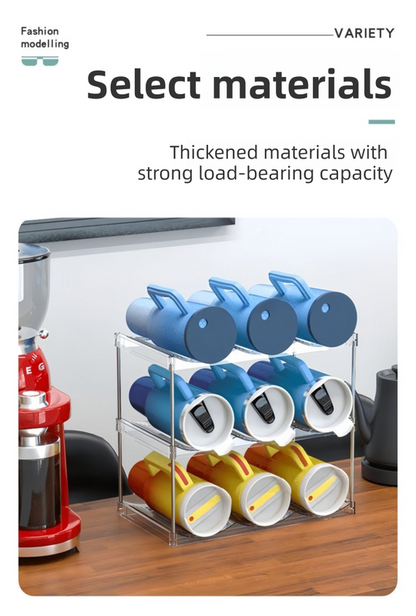 3-Tier Stackable Transparent Cup & Wine Organizer - Detachable Tumbler & Bottle Desktop Rack - Image 5