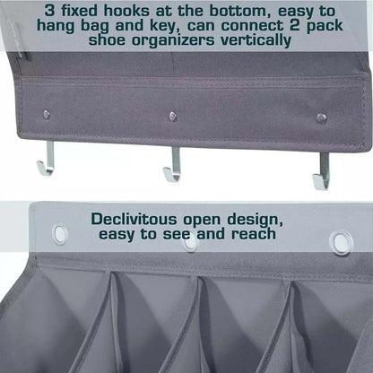 6-Tier Grey Collapsible Over-the-Door Hanging Storage Bag - Space-Saving Shoes & Sundries Wall Holder with Hooks - Image 4