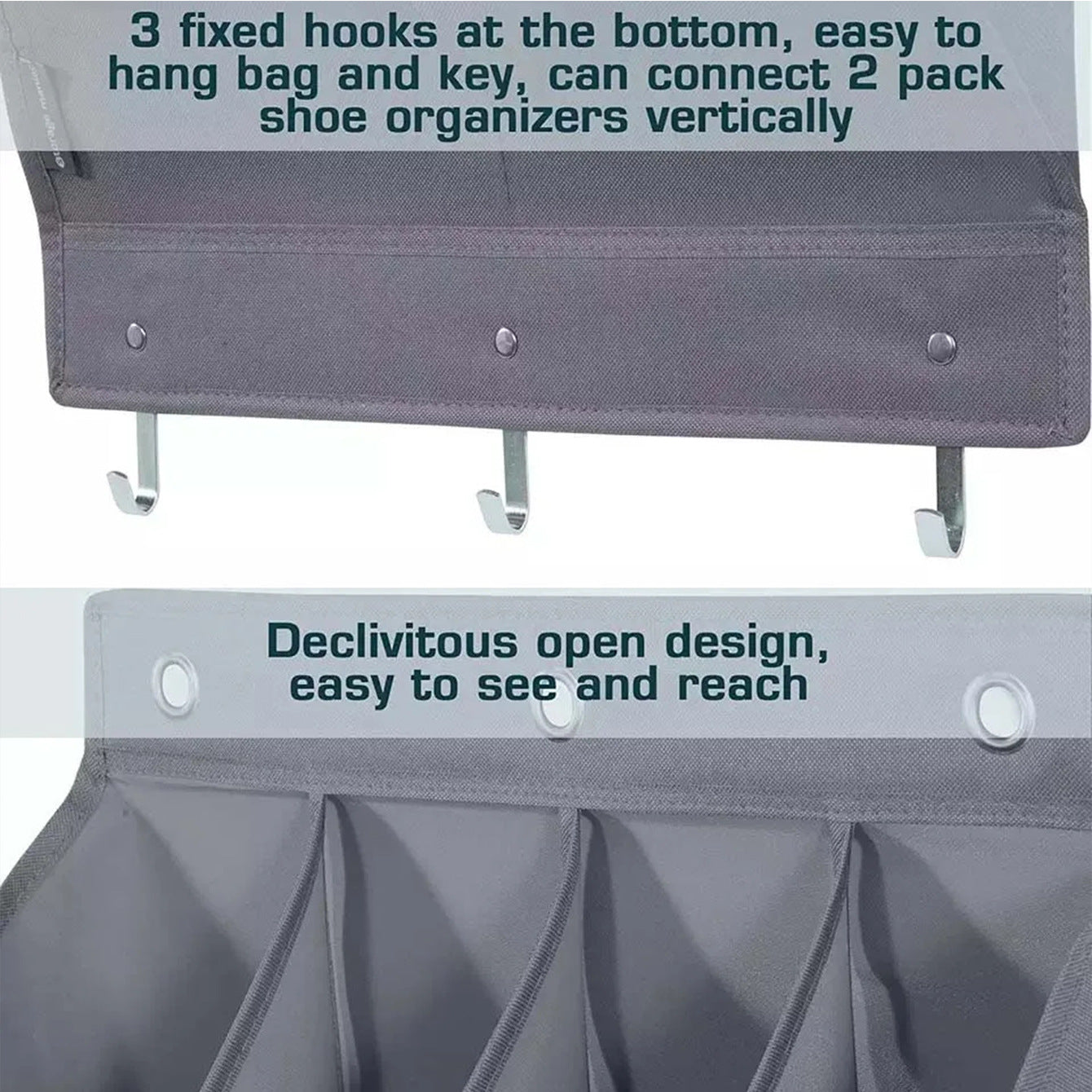 8-Tier Black Collapsible Over-the-Door Hanging Storage Bag - Space-Saving Shoes & Sundries Wall Holder with Hooks - Image 4