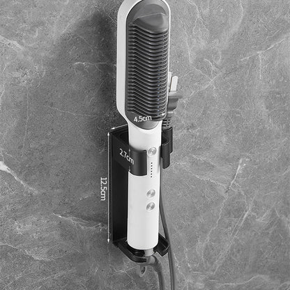 Black Wall-Mounted Aluminum Curling Iron Holder with Tidy Cord - Heat-Resistant Hair Straightener Storage Rack for Diameter ≤ 36mm