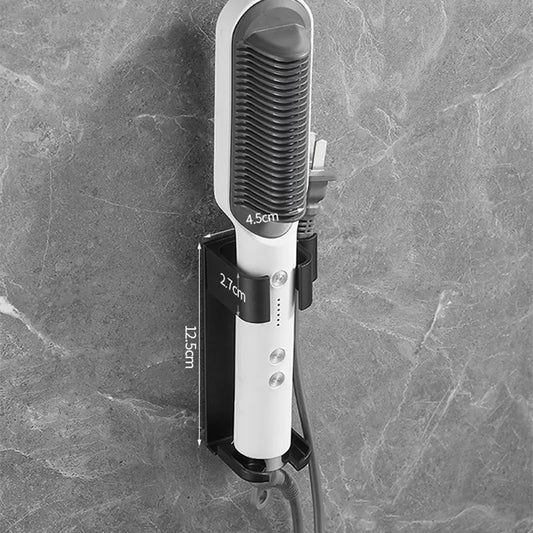 Black Wall-Mounted Aluminum Curling Iron Holder with Tidy Cord - Heat-Resistant Hair Straightener Storage Rack for Diameter ≤ 36mm