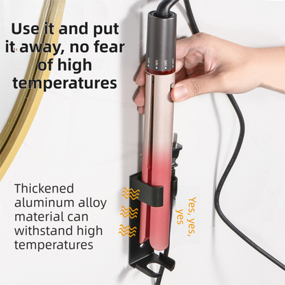 Large White Wall-Mounted Aluminum Curling Iron Holder with Tidy Cord - Heat-Resistant Hair Straightener Storage Rack for Diameter ≥ 36mm - Image 2