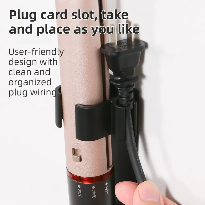 Large White Wall-Mounted Aluminum Curling Iron Holder with Tidy Cord - Heat-Resistant Hair Straightener Storage Rack for Diameter ≥ 36mm - Image 3