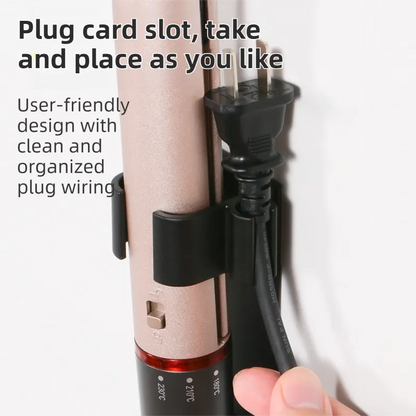 Large White Wall-Mounted Aluminum Curling Iron Holder with Tidy Cord - Heat-Resistant Hair Straightener Storage Rack for Diameter ≥ 36mm - Image 3
