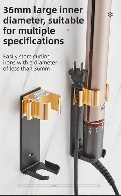 Large White Wall-Mounted Aluminum Curling Iron Holder with Tidy Cord - Heat-Resistant Hair Straightener Storage Rack for Diameter ≥ 36mm - Image 4