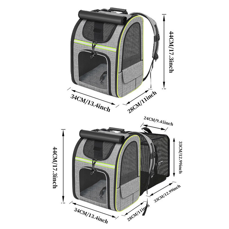 Black Large Expandable Cat Travel Backpack - Breathable & Collapsible Pet Carrier 62x34x43CM - Image 4