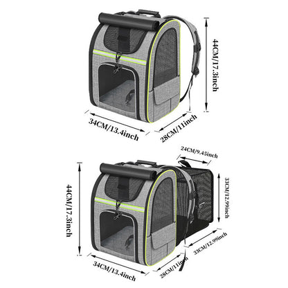 Khaki Large Expandable Cat Travel Backpack - Breathable & Collapsible Pet Carrier 62x34x43CM - Image 4