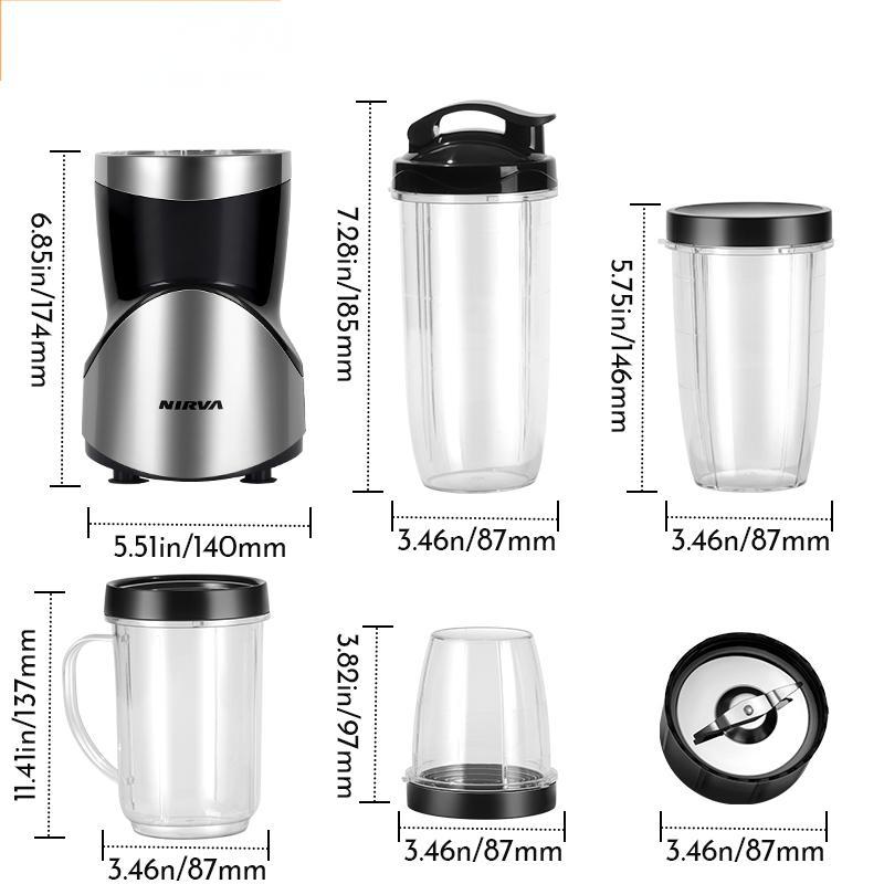Professional Multifunctional Juicer with 4 Cups & 2 Blade Heads - 1.5L Large Capacity & 380W High Power Blender, Grinder & Smoothie Maker - Image 2