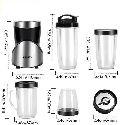 Professional Multifunctional Juicer with 4 Cups & 2 Blade Heads - 1.5L Large Capacity & 380W High Power Blender, Grinder & Smoothie Maker - Image 2