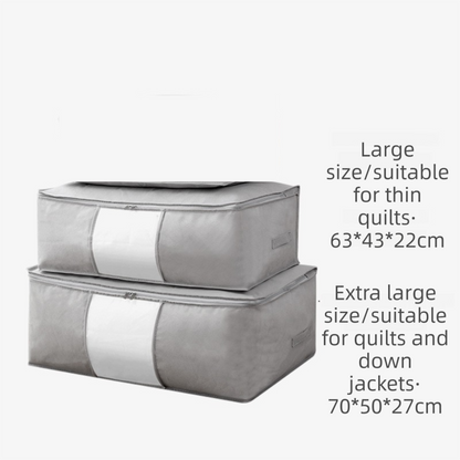 2-Pack Grey Extra Large Quilt & Clothes Storage Bag (63X43X22CM) - Breathable Wardrobe Organizer with Clear Window & Double Zippers - Image 2