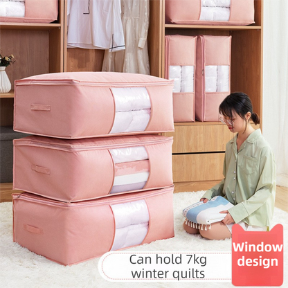 2-Pack Grey Extra Large Quilt & Clothes Storage Bag (63X43X22CM) - Breathable Wardrobe Organizer with Clear Window & Double Zippers - Image 5