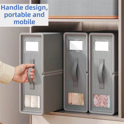 2-Pack White Foldable Bedding Storage Box with Zipper & PU Leather Handle - Wardrobe Drawer Closet Organizer for Duvet Covers & Clothing (38x32x12CM) - Image 4