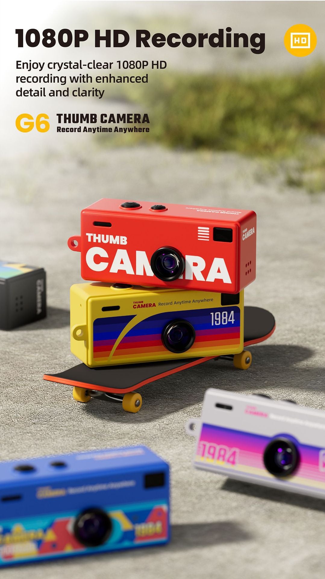 G6 Red Ultra-Mini Thumb Camera with 32GB Card, Card Reader & Adapter - HD Instant Pocket-Sized Action Cam for Students & Kids - Image 3