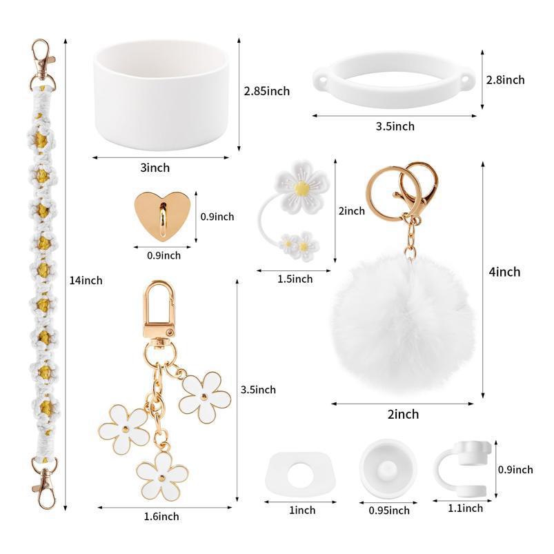 10-Piece Rose-Red Accessory Bundle for Stanley Quencher 30/40oz - Includs Premium Silicone Straw Covers, Protective Boot & Charms Set - Image 2