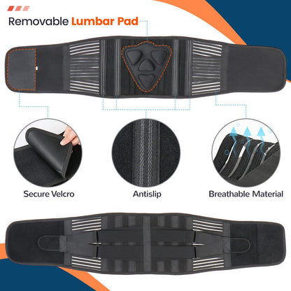 XXL Size Black Double-Compression Sports Waist Trimmer with 4 Steel Plates and 2 Spring Stays for Strength Training & Back Protection - Image 3