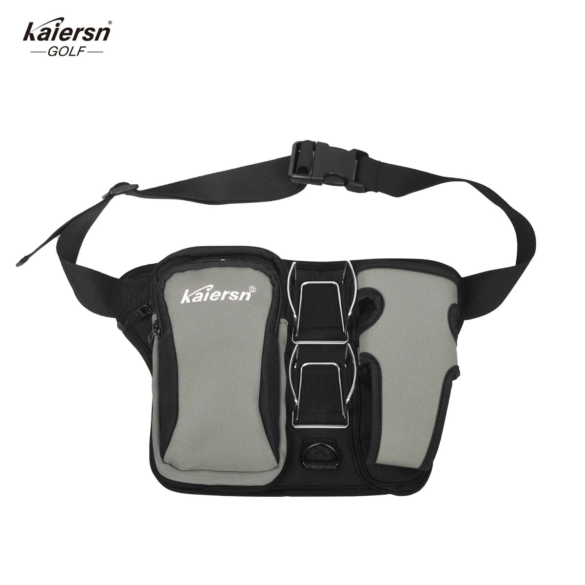 Grey Professional Park Golf Waist Bag - Multi-Functional Accessory Organizer for Dual Ball Storage & Water Bottle Holder