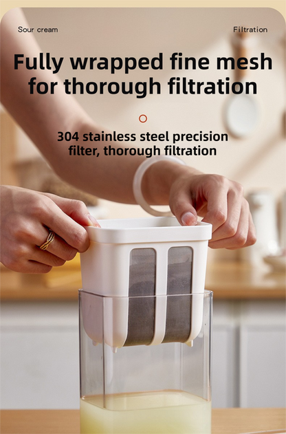 White Premium Greek Yogurt Strainer with Removable 304 Stainless Steel Fine Mesh & Transparent Airtight Storage Container - Image 4