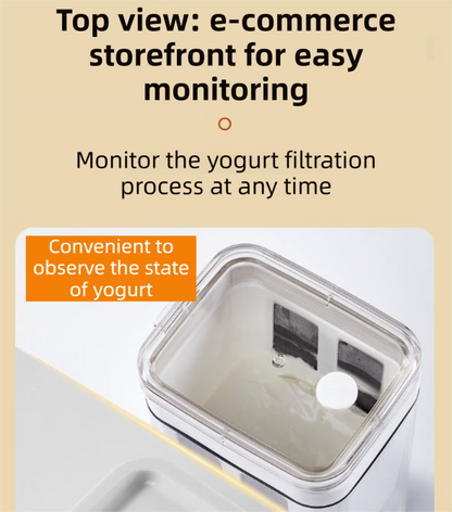 White Premium Greek Yogurt Strainer with Removable 304 Stainless Steel Fine Mesh & Transparent Airtight Storage Container - Image 6