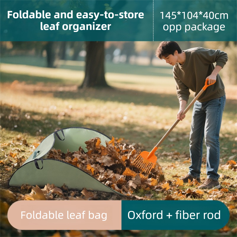 Dark Green 380L Ultra-Large Collapsible Leaf Collection Bag - Lightweight & Durable Oxford Cloth Instant Pop-Up Garden Waste Bin - Image 2
